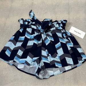 Peter Som Anthropologie Blue Paperbag Shorts Size Small Petite NWT
